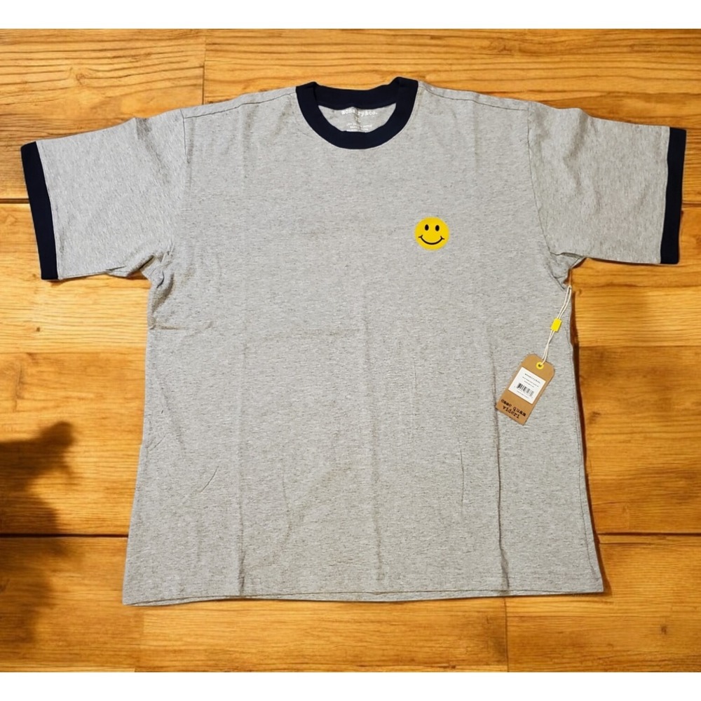 Mcnairy&Co T-shirt Men's Size XL Velvet Smiley Sports Grey Blue Short Sleeve NWT